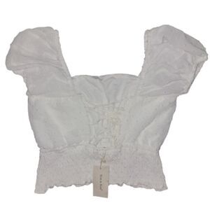 Sim & Sam Women's White Off-the-Shoulder Blouse Crop Top Size Medium